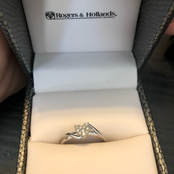 Rogers & Hollands White metal composite heart ring - Picture 2 of 2